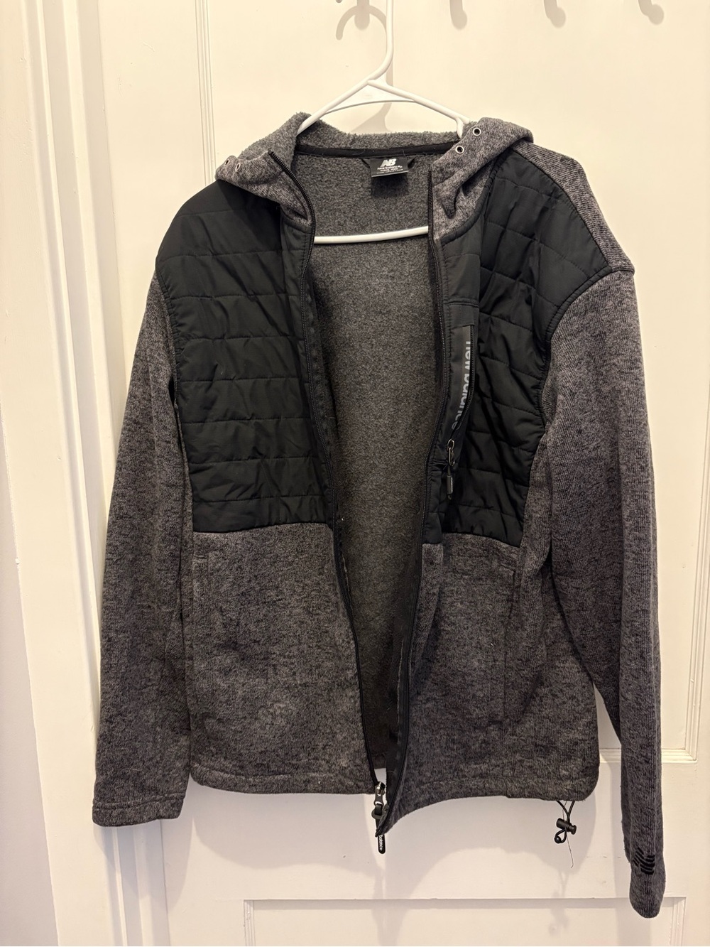 Men's Gray & black Quilted Hybrid Hooded Jacket